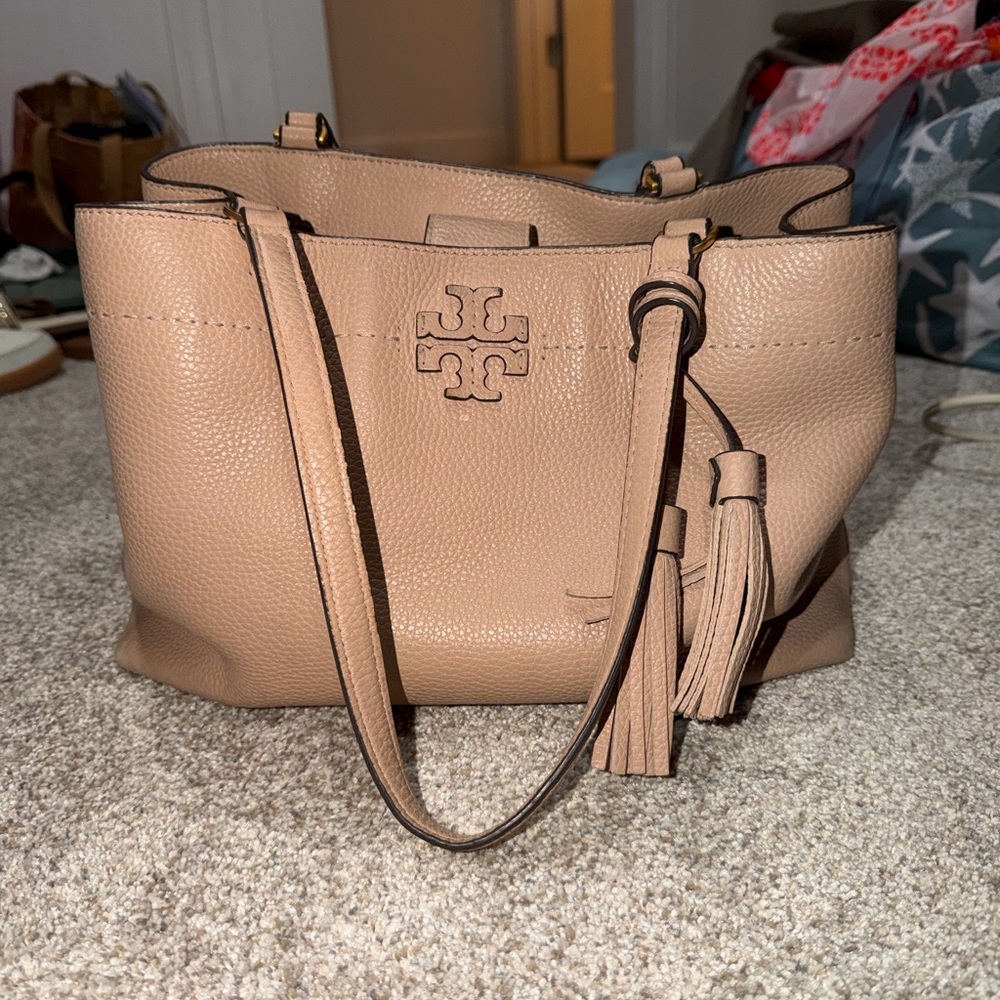 Tory Burch McGraw Leather Shoulder Tote with Tassel